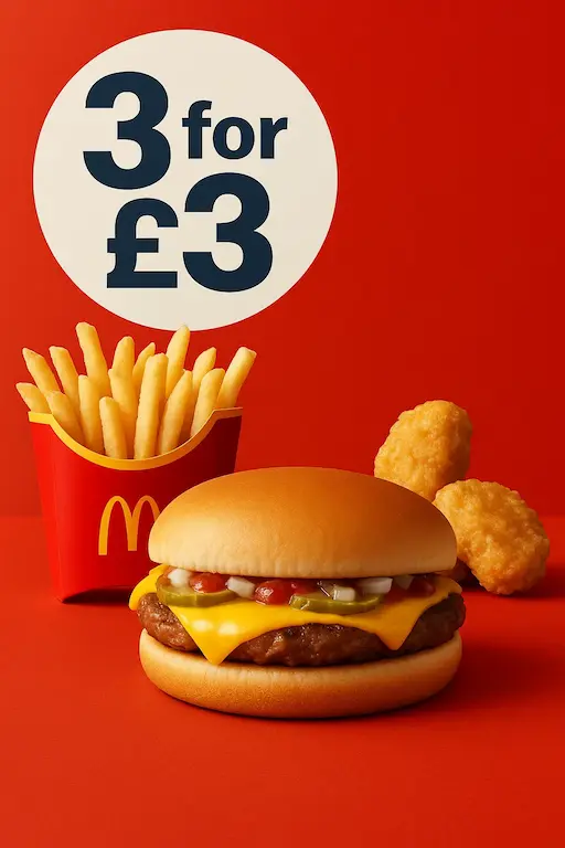 Discover the McDonald's 3 for £3 mix & match deal – a simple way to enjoy three delicious items for a fixed, low price.